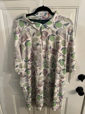 William Murray Golf Men's Polo in White with Green and Purple Lime Print
